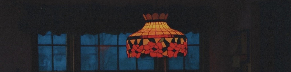 atomic house - stained glass lamp at night